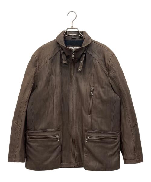 MODA VALENTINO（モダバレンティーノ）MODA VALENTINO (モダバレンティーノ) レザージャケット ブラウン サイズ:Lの古着・服飾アイテム