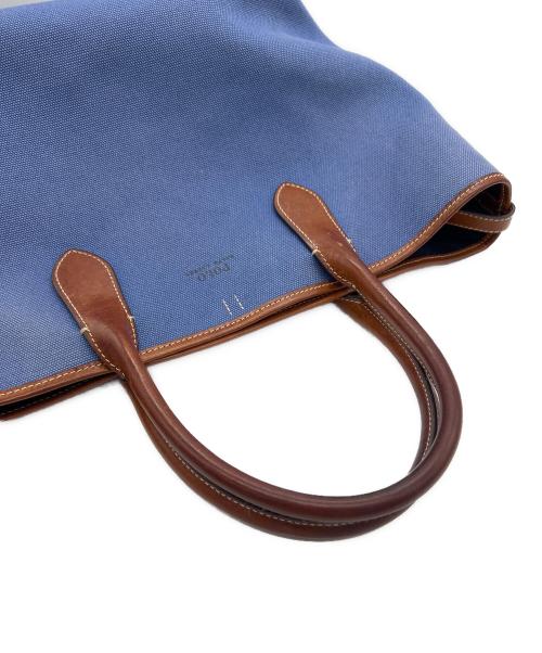 POLO RALPH LAUREN（ポロ・ラルフローレン）POLO RALPH LAUREN (ポロ・ラルフローレン) キャンバストートバッグ ブルー×ブラウンの古着・服飾アイテム