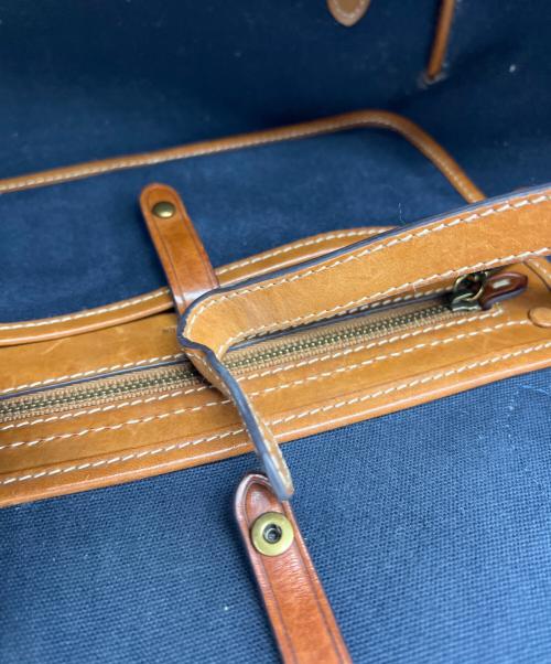 POLO RALPH LAUREN（ポロ・ラルフローレン）POLO RALPH LAUREN (ポロ・ラルフローレン) キャンバストートバッグ ブルー×ブラウンの古着・服飾アイテム