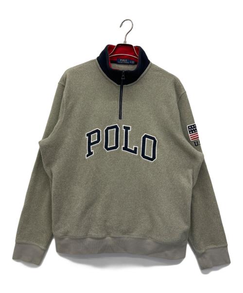 POLO RALPH LAUREN（ポロ・ラルフローレン）POLO RALPH LAUREN (ポロ・ラルフローレン) フリースハーフジップスウェット グレー×ネイビー サイズ:Lの古着・服飾アイテム