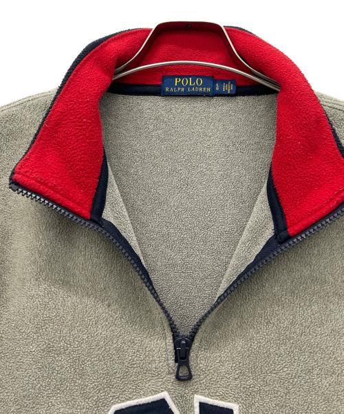 POLO RALPH LAUREN（ポロ・ラルフローレン）POLO RALPH LAUREN (ポロ・ラルフローレン) フリースハーフジップスウェット グレー×ネイビー サイズ:Lの古着・服飾アイテム