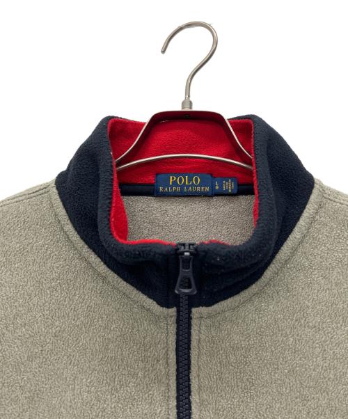 POLO RALPH LAUREN（ポロ・ラルフローレン）POLO RALPH LAUREN (ポロ・ラルフローレン) フリースハーフジップスウェット グレー×ネイビー サイズ:Lの古着・服飾アイテム