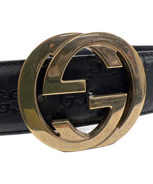 GUCCI（グッチ）GUCCI (グッチ) ベルト グッチシマ インターロッキングG ブラックの古着・服飾アイテム