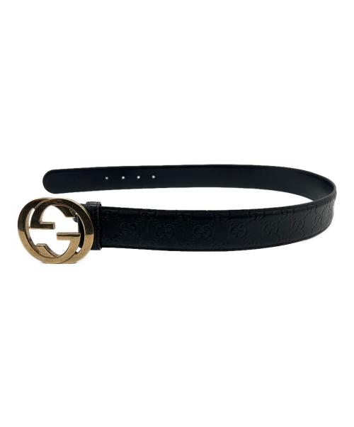 GUCCI（グッチ）GUCCI (グッチ) ベルト グッチシマ インターロッキングG ブラックの古着・服飾アイテム