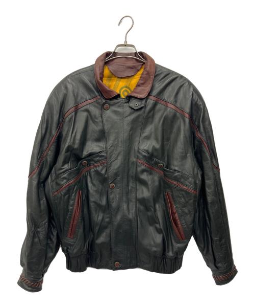 MUNPER（ムンペル）MUNPER (ムンペル) レザージャケット ブラック×ブラウン サイズ:48の古着・服飾アイテム