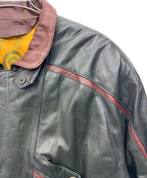 MUNPER（ムンペル）MUNPER (ムンペル) レザージャケット ブラック×ブラウン サイズ:48の古着・服飾アイテム