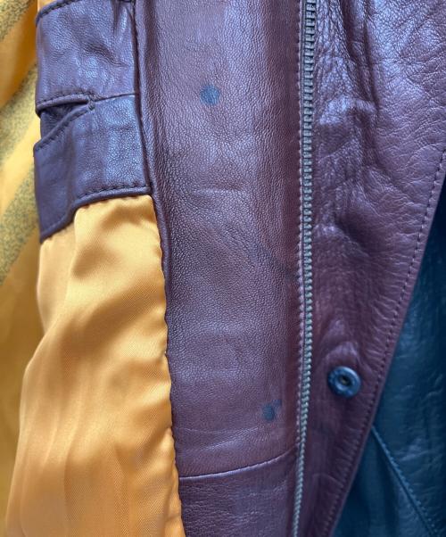 MUNPER（ムンペル）MUNPER (ムンペル) レザージャケット ブラック×ブラウン サイズ:48の古着・服飾アイテム