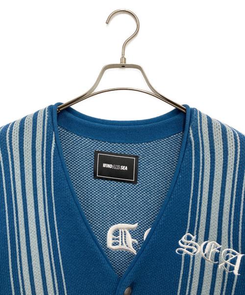 WIND AND SEA（ウィンダンシー）WIND AND SEA (ウィンダンシー) CENTER LINE CARDIGAN ブルー サイズ:Lの古着・服飾アイテム