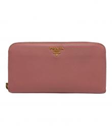 PRADA（プラダ）の古着「ラウンドファスナー長財布 サフィアーノ」｜ピンク