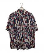 ）の古着「半袖シルクシャツ」｜ネイビー×レッド