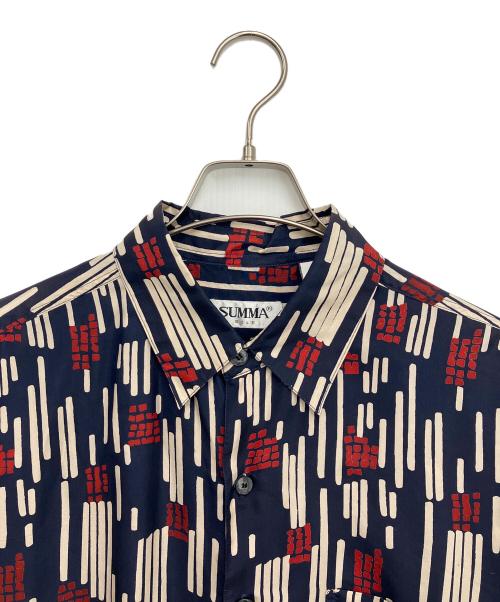 summa（スッマ）summa (スッマ) 半袖シルクシャツ ネイビー×レッド サイズ:Mの古着・服飾アイテム
