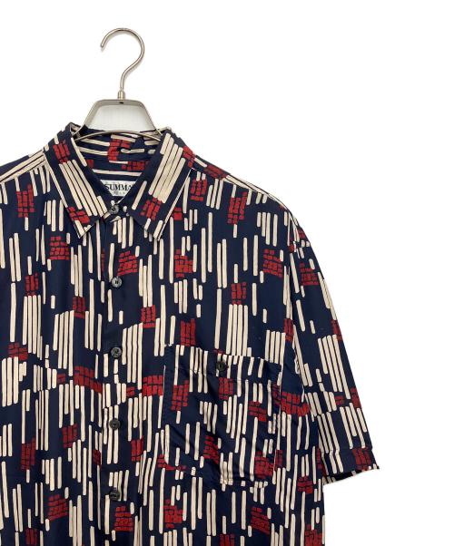 summa（スッマ）summa (スッマ) 半袖シルクシャツ ネイビー×レッド サイズ:Mの古着・服飾アイテム