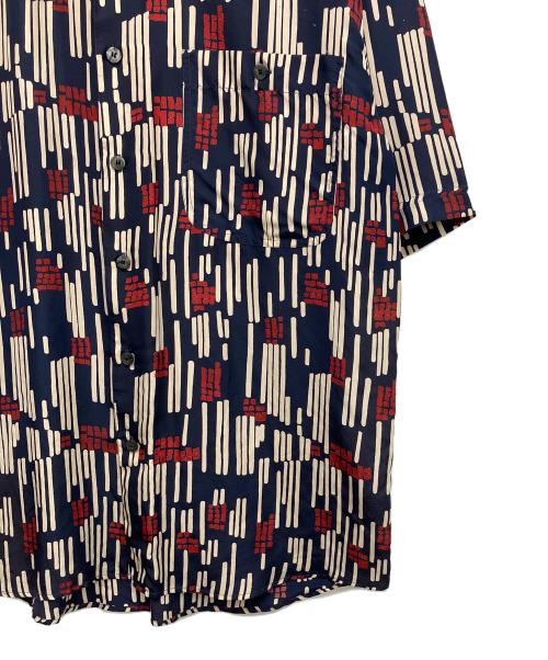 summa（スッマ）summa (スッマ) 半袖シルクシャツ ネイビー×レッド サイズ:Mの古着・服飾アイテム