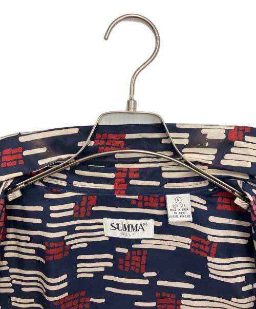 summa（スッマ）summa (スッマ) 半袖シルクシャツ ネイビー×レッド サイズ:Mの古着・服飾アイテム