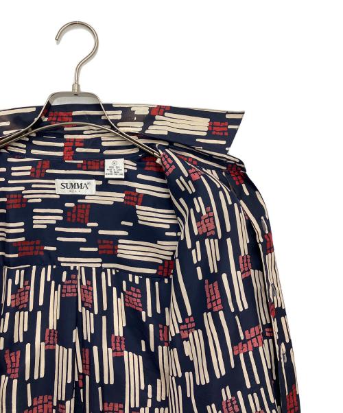 summa（スッマ）summa (スッマ) 半袖シルクシャツ ネイビー×レッド サイズ:Mの古着・服飾アイテム