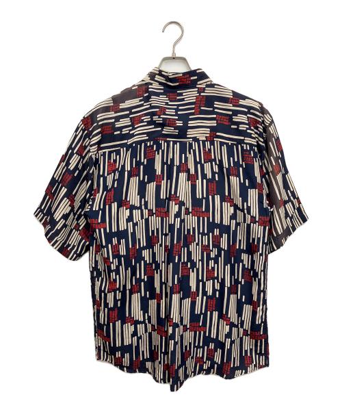 summa（スッマ）summa (スッマ) 半袖シルクシャツ ネイビー×レッド サイズ:Mの古着・服飾アイテム