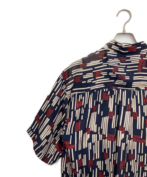 summa（スッマ）summa (スッマ) 半袖シルクシャツ ネイビー×レッド サイズ:Mの古着・服飾アイテム