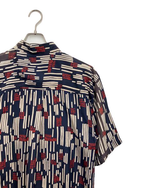 summa（スッマ）summa (スッマ) 半袖シルクシャツ ネイビー×レッド サイズ:Mの古着・服飾アイテム