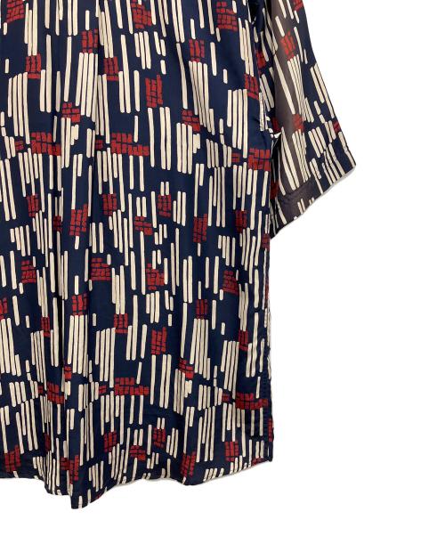 summa（スッマ）summa (スッマ) 半袖シルクシャツ ネイビー×レッド サイズ:Mの古着・服飾アイテム