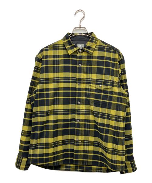 THE NORTH FACE（ザ ノース フェイス）THE NORTH FACE (ザ ノース フェイス) ロングスリーブストレッチフランネルシャツ イエロー×ブラック サイズ:Mの古着・服飾アイテム