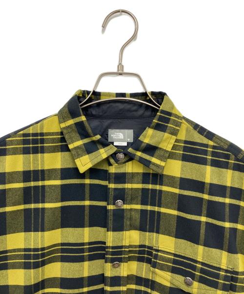 THE NORTH FACE（ザ ノース フェイス）THE NORTH FACE (ザ ノース フェイス) ロングスリーブストレッチフランネルシャツ イエロー×ブラック サイズ:Mの古着・服飾アイテム
