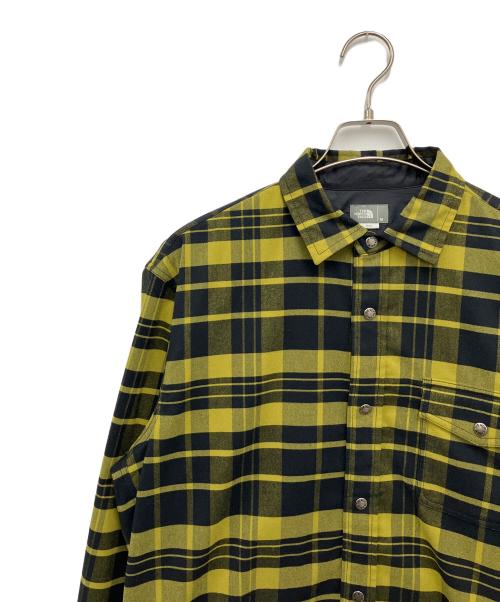 THE NORTH FACE（ザ ノース フェイス）THE NORTH FACE (ザ ノース フェイス) ロングスリーブストレッチフランネルシャツ イエロー×ブラック サイズ:Mの古着・服飾アイテム