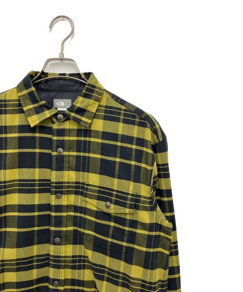 THE NORTH FACE（ザ ノース フェイス）THE NORTH FACE (ザ ノース フェイス) ロングスリーブストレッチフランネルシャツ イエロー×ブラック サイズ:Mの古着・服飾アイテム