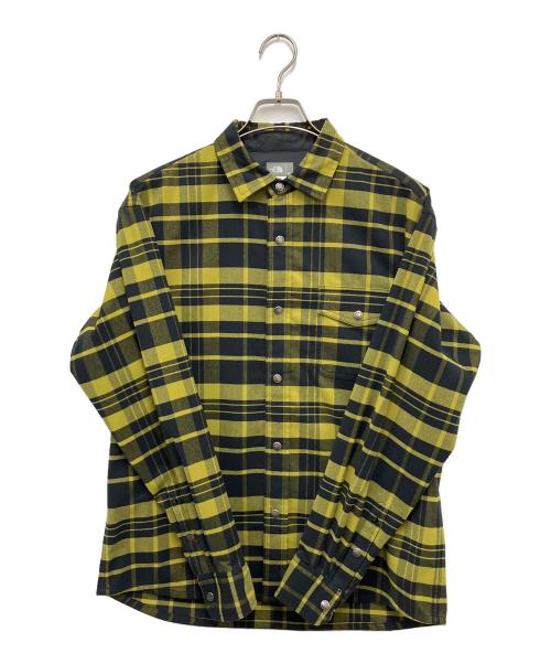 THE NORTH FACE（ザ ノース フェイス）THE NORTH FACE (ザ ノース フェイス) ロングスリーブストレッチフランネルシャツ イエロー×ブラック サイズ:Mの古着・服飾アイテム