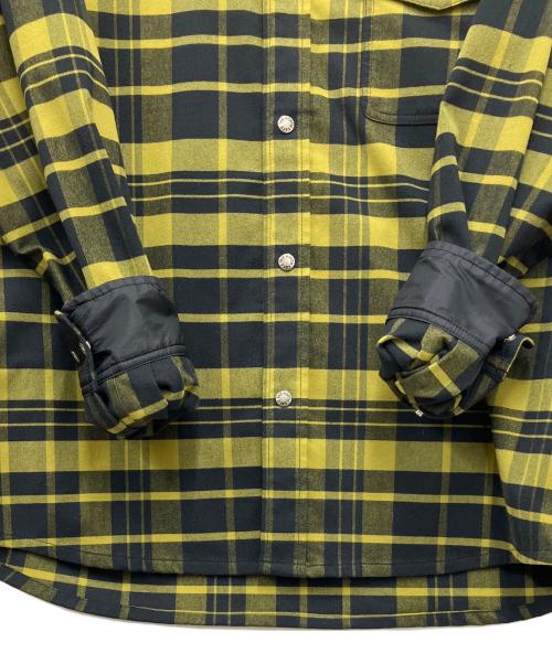 THE NORTH FACE（ザ ノース フェイス）THE NORTH FACE (ザ ノース フェイス) ロングスリーブストレッチフランネルシャツ イエロー×ブラック サイズ:Mの古着・服飾アイテム