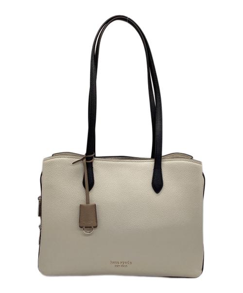 Kate Spade（ケイトスペード）Kate Spade (ケイトスペード) ハドソンカラーブロックラージワークトートバッグ ベージュ×ブラックの古着・服飾アイテム