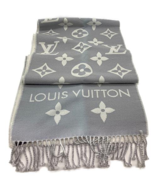 LOUIS VUITTON（ルイ ヴィトン）LOUIS VUITTON (ルイ ヴィトン) マフラー エシャルプ LV エセンシャル モノグラム グレー×ホワイトの古着・服飾アイテム
