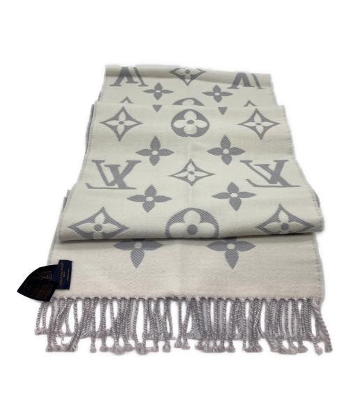 LOUIS VUITTON（ルイ ヴィトン）LOUIS VUITTON (ルイ ヴィトン) マフラー エシャルプ LV エセンシャル モノグラム グレー×ホワイトの古着・服飾アイテム