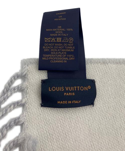 LOUIS VUITTON（ルイ ヴィトン）LOUIS VUITTON (ルイ ヴィトン) マフラー エシャルプ LV エセンシャル モノグラム グレー×ホワイトの古着・服飾アイテム