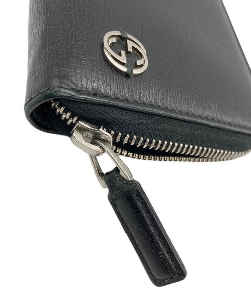 GUCCI（グッチ）GUCCI (グッチ) ラウンドファスナー長財布 ブラックの古着・服飾アイテム