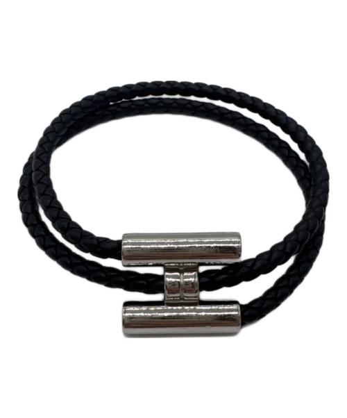 HERMES（エルメス）HERMES (エルメス) レザーブレスレット トゥルニ トレッセ ブラックの古着・服飾アイテム