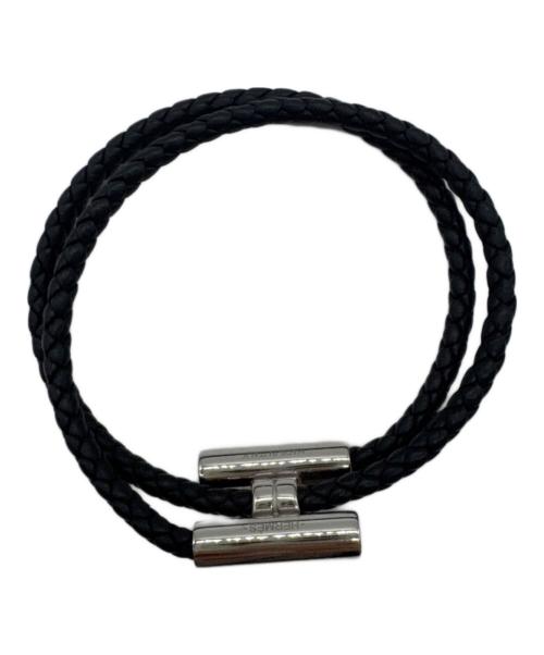 HERMES（エルメス）HERMES (エルメス) レザーブレスレット トゥルニ トレッセ ブラックの古着・服飾アイテム