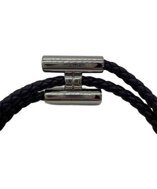 HERMES（エルメス）HERMES (エルメス) レザーブレスレット トゥルニ トレッセ ブラックの古着・服飾アイテム