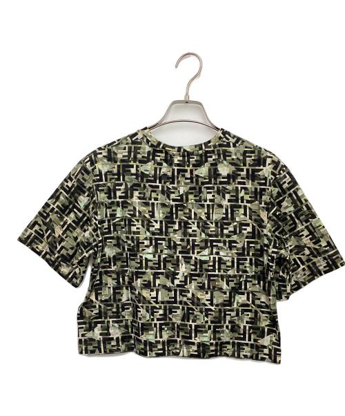 FENDI（フェンディ）FENDI (フェンディ) Tシャツ カーキ×ブラック サイズ:xxs 未使用品の古着・服飾アイテム