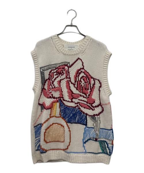 COACH（コーチ）COACH (コーチ) TOM WESSELMANN (トム・ウェッセルマン) ニットベスト ホワイト サイズ:XSの古着・服飾アイテム