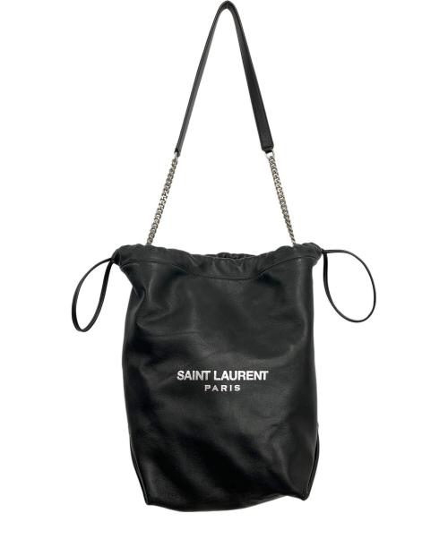 Saint Laurent Paris（サンローランパリ）Saint Laurent Paris (サンローランパリ) テディ 巾着ショルダーバッグ ブラックの古着・服飾アイテム