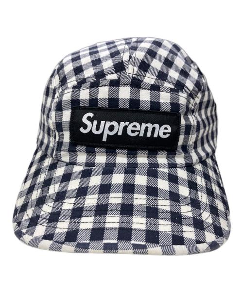 SUPREME（シュプリーム）SUPREME (シュプリーム) gingham camp cap(ギンガムキャンプキャップ) アイボリー×ネイビーの古着・服飾アイテム