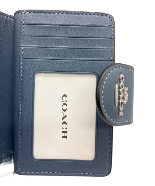 COACH（コーチ）COACH (コーチ) ミディアム コーナー ジップ ウォレット・シグネチャー ジャカード ネイビーの古着・服飾アイテム