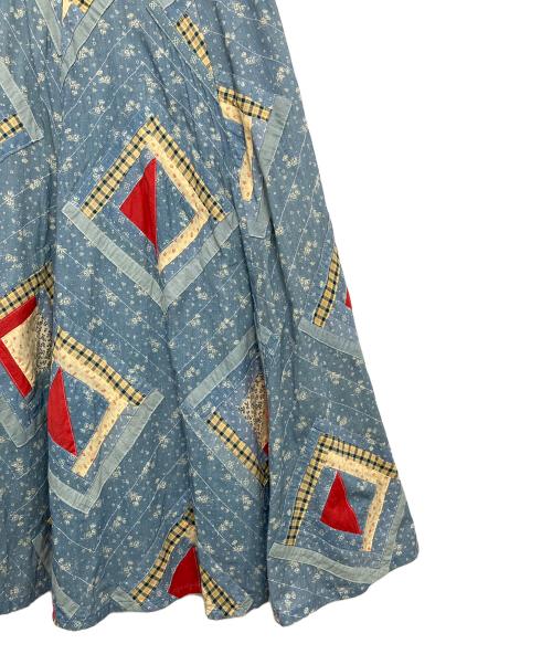 POLO RALPH LAUREN（ポロ・ラルフローレン）POLO RALPH LAUREN (ポロ・ラルフローレン) パッチワーク コットン スカート インディゴ×ベージュ サイズ:Sの古着・服飾アイテム