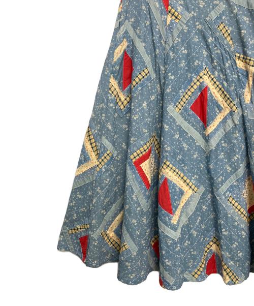 POLO RALPH LAUREN（ポロ・ラルフローレン）POLO RALPH LAUREN (ポロ・ラルフローレン) パッチワーク コットン スカート インディゴ×ベージュ サイズ:Sの古着・服飾アイテム