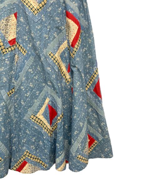 POLO RALPH LAUREN（ポロ・ラルフローレン）POLO RALPH LAUREN (ポロ・ラルフローレン) パッチワーク コットン スカート インディゴ×ベージュ サイズ:Sの古着・服飾アイテム