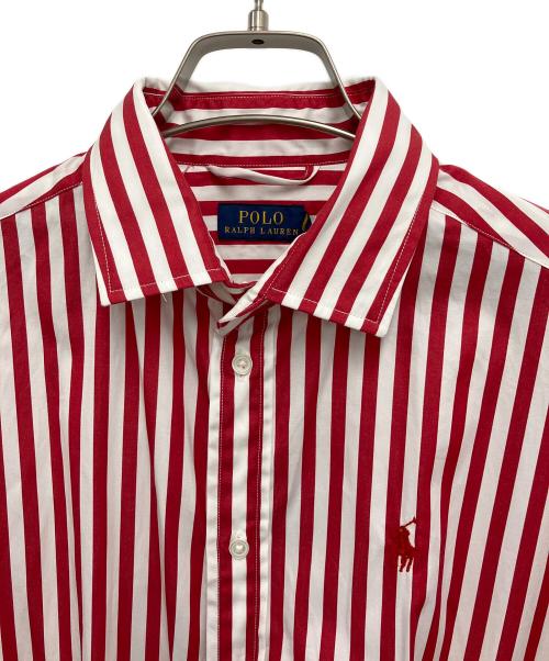 POLO RALPH LAUREN（ポロ・ラルフローレン）POLO RALPH LAUREN (ポロ・ラルフローレン) ストライプシャツワンピース レッド×ホワイト サイズ:US6の古着・服飾アイテム