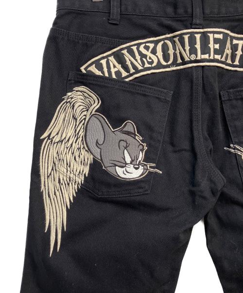 VANSON（バンソン）VANSON (バンソン) トムとジェリー (トムトジェリー) デニムパンツ ブラック サイズ:W34の古着・服飾アイテム
