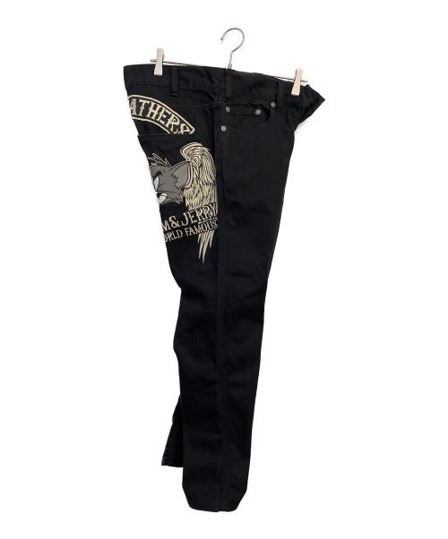 VANSON（バンソン）VANSON (バンソン) トムとジェリー (トムトジェリー) デニムパンツ ブラック サイズ:W34の古着・服飾アイテム