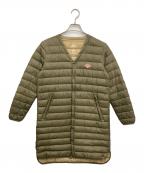 DANTONダントン）の古着「Vネックロングインナーダウンコート」｜オリーブ