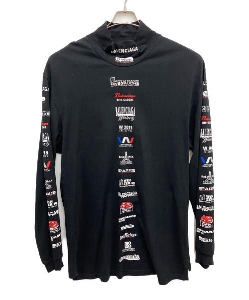 BALENCIAGA（バレンシアガ）BALENCIAGA (バレンシアガ)  Multi Logo Turtle Neck Long Sleeve Tee(マルチロゴタートルネックロングスリーブTシャツ) ブラック サイズ:Lの古着・服飾アイテム